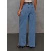 image:imageSidefeel Womens Drawstring Jeans Wide Leg High Waisted Baggy Stretchy Elastic Waist Sweatpant JeansLight Blue
