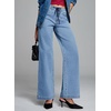 image:imageSidefeel Womens Drawstring Jeans Wide Leg High Waisted Baggy Stretchy Elastic Waist Sweatpant JeansSky Blue