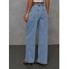 image:imageSidefeel Womens Drawstring Jeans Wide Leg High Waisted Baggy Stretchy Elastic Waist Sweatpant JeansSky Blue