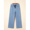 image:imageSidefeel Womens Drawstring Jeans Wide Leg High Waisted Baggy Stretchy Elastic Waist Sweatpant JeansSky Blue