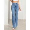image:imageSidefeel Womens Flare Jeans High Waisted Wide Leg Stretchy Bell Bottom Front Pockets Denim PantsLight Blue