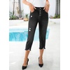 image:imageSidefeel Womens High Waist Jeans Stretchy Skinny Button Down Distressed Cropped Denim Pants with PocketsBlack
