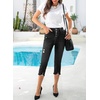 image:imageSidefeel Womens High Waist Jeans Stretchy Skinny Button Down Distressed Cropped Denim Pants with PocketsBlack