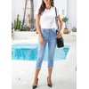 image:imageSidefeel Womens High Waist Jeans Stretchy Skinny Button Down Distressed Cropped Denim Pants with PocketsIceland Blue