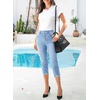 image:imageSidefeel Womens High Waist Jeans Stretchy Skinny Button Down Distressed Cropped Denim Pants with PocketsIceland Blue