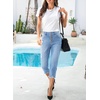 image:imageSidefeel Womens High Waist Jeans Stretchy Skinny Button Down Distressed Cropped Denim Pants with PocketsIceland Blue