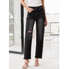 image:imageSidefeel Womens High Waisted Boyfriend Jeans Trendy Ripped Straight Leg Raw Hem Stretchy Ankle Denim PantsBlack