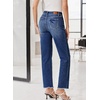image:imageSidefeel Womens High Waisted Boyfriend Jeans Trendy Ripped Straight Leg Raw Hem Stretchy Ankle Denim PantsBluing