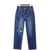 image:imageSidefeel Womens High Waisted Boyfriend Jeans Trendy Ripped Straight Leg Raw Hem Stretchy Ankle Denim PantsBluing