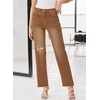 image:imageSidefeel Womens High Waisted Boyfriend Jeans Trendy Ripped Straight Leg Raw Hem Stretchy Ankle Denim PantsBrown