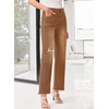 image:imageSidefeel Womens High Waisted Boyfriend Jeans Trendy Ripped Straight Leg Raw Hem Stretchy Ankle Denim PantsBrown