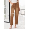 image:imageSidefeel Womens High Waisted Boyfriend Jeans Trendy Ripped Straight Leg Raw Hem Stretchy Ankle Denim PantsBrown