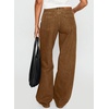 image:imageSidefeel Womens High Waisted Jeans Stretchy Seamed Wide Leg Denim Pants with PocketsBrown