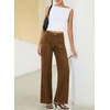 image:imageSidefeel Womens High Waisted Jeans Stretchy Seamed Wide Leg Denim Pants with PocketsBrown