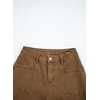 image:imageSidefeel Womens High Waisted Jeans Stretchy Seamed Wide Leg Denim Pants with PocketsBrown