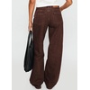 image:imageSidefeel Womens High Waisted Jeans Stretchy Seamed Wide Leg Denim Pants with PocketsChicory Coffee