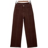 image:imageSidefeel Womens High Waisted Jeans Stretchy Seamed Wide Leg Denim Pants with PocketsChicory Coffee