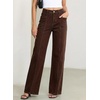 image:imageSidefeel Womens High Waisted Jeans Stretchy Seamed Wide Leg Denim Pants with PocketsChicory Coffee