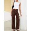 image:imageSidefeel Womens High Waisted Jeans Stretchy Seamed Wide Leg Denim Pants with PocketsChicory Coffee