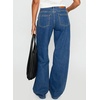image:imageSidefeel Womens High Waisted Jeans Stretchy Seamed Wide Leg Denim Pants with PocketsDark Blue