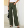 image:imageSidefeel Womens High Waisted Jeans Stretchy Seamed Wide Leg Denim Pants with PocketsGreen