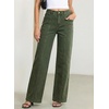 image:imageSidefeel Womens High Waisted Jeans Stretchy Seamed Wide Leg Denim Pants with PocketsGreen