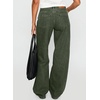image:imageSidefeel Womens High Waisted Jeans Stretchy Seamed Wide Leg Denim Pants with PocketsGreen