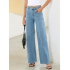image:imageSidefeel Womens High Waisted Jeans Stretchy Seamed Wide Leg Denim Pants with PocketsIceland Blue