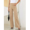 image:imageSidefeel Womens High Waisted Jeans Stretchy Seamed Wide Leg Denim Pants with PocketsKhaki