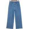 image:imageSidefeel Womens High Waisted Jeans Stretchy Seamed Wide Leg Denim Pants with PocketsLight Blue