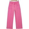 image:imageSidefeel Womens High Waisted Jeans Stretchy Seamed Wide Leg Denim Pants with PocketsRose Red