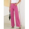 image:imageSidefeel Womens High Waisted Jeans Stretchy Seamed Wide Leg Denim Pants with PocketsRose Red