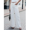 image:imageSidefeel Womens High Waisted Jeans Stretchy Seamed Wide Leg Denim Pants with PocketsWhite