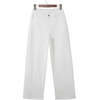 image:imageSidefeel Womens High Waisted Jeans Stretchy Seamed Wide Leg Denim Pants with PocketsWhite