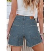 image:imageSidefeel Womens Jean Shorts Casual Summer High Waisted Stretchy Raw Hem Denim Shorts with PocketsStone Blue