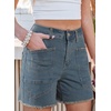image:imageSidefeel Womens Jean Shorts Casual Summer High Waisted Stretchy Raw Hem Denim Shorts with PocketsStone Blue