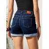 image:imageSidefeel Womens Jean Shorts High Waisted Drawstring Fold Hem Baggy Denim ShortsBluing