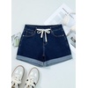 image:imageSidefeel Womens Jean Shorts High Waisted Drawstring Fold Hem Baggy Denim ShortsBluing