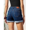 image:imageSidefeel Womens Jean Shorts High Waisted Drawstring Fold Hem Baggy Denim ShortsDark Blue