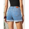 image:imageSidefeel Womens Jean Shorts High Waisted Drawstring Fold Hem Baggy Denim ShortsIceland Blue