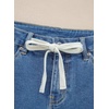 image:imageSidefeel Womens Jean Shorts High Waisted Drawstring Fold Hem Baggy Denim ShortsLight Blue
