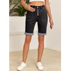 image:imageSidefeel Womens Jean Shorts High Waisted Stretchy Button Fly Folded Hem Trendy Casual Summer Bermuda ShortsBlack