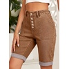 image:imageSidefeel Womens Jean Shorts High Waisted Stretchy Button Fly Folded Hem Trendy Casual Summer Bermuda ShortsBrown
