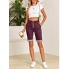 image:imageSidefeel Womens Jean Shorts High Waisted Stretchy Button Fly Folded Hem Trendy Casual Summer Bermuda ShortsBurgundy