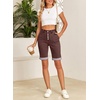 image:imageSidefeel Womens Jean Shorts High Waisted Stretchy Button Fly Folded Hem Trendy Casual Summer Bermuda ShortsCoffee
