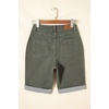 image:imageSidefeel Womens Jean Shorts High Waisted Stretchy Button Fly Folded Hem Trendy Casual Summer Bermuda ShortsGreen
