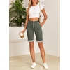 image:imageSidefeel Womens Jean Shorts High Waisted Stretchy Button Fly Folded Hem Trendy Casual Summer Bermuda ShortsGreen