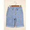 image:imageSidefeel Womens Jean Shorts High Waisted Stretchy Button Fly Folded Hem Trendy Casual Summer Bermuda ShortsIceland Blue