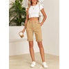 image:imageSidefeel Womens Jean Shorts High Waisted Stretchy Button Fly Folded Hem Trendy Casual Summer Bermuda ShortsKhaki