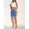 image:imageSidefeel Womens Jean Shorts High Waisted Stretchy Button Fly Folded Hem Trendy Casual Summer Bermuda ShortsLight Blue